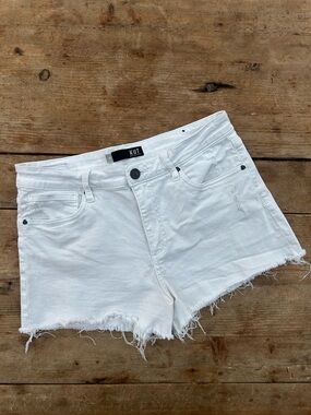 Kut from the Kloth White Frayed Denim Shorts
